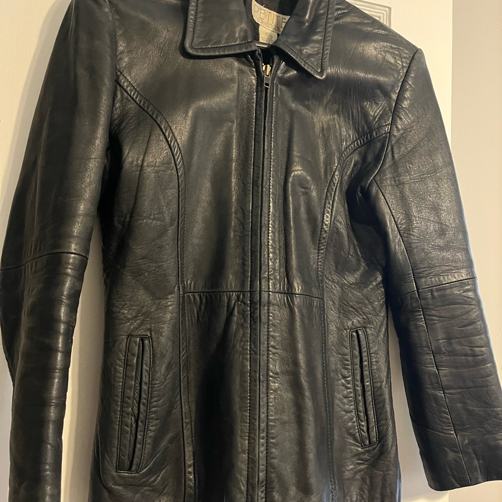 Vintage black genuine leather jacket - Picture 3 of 8